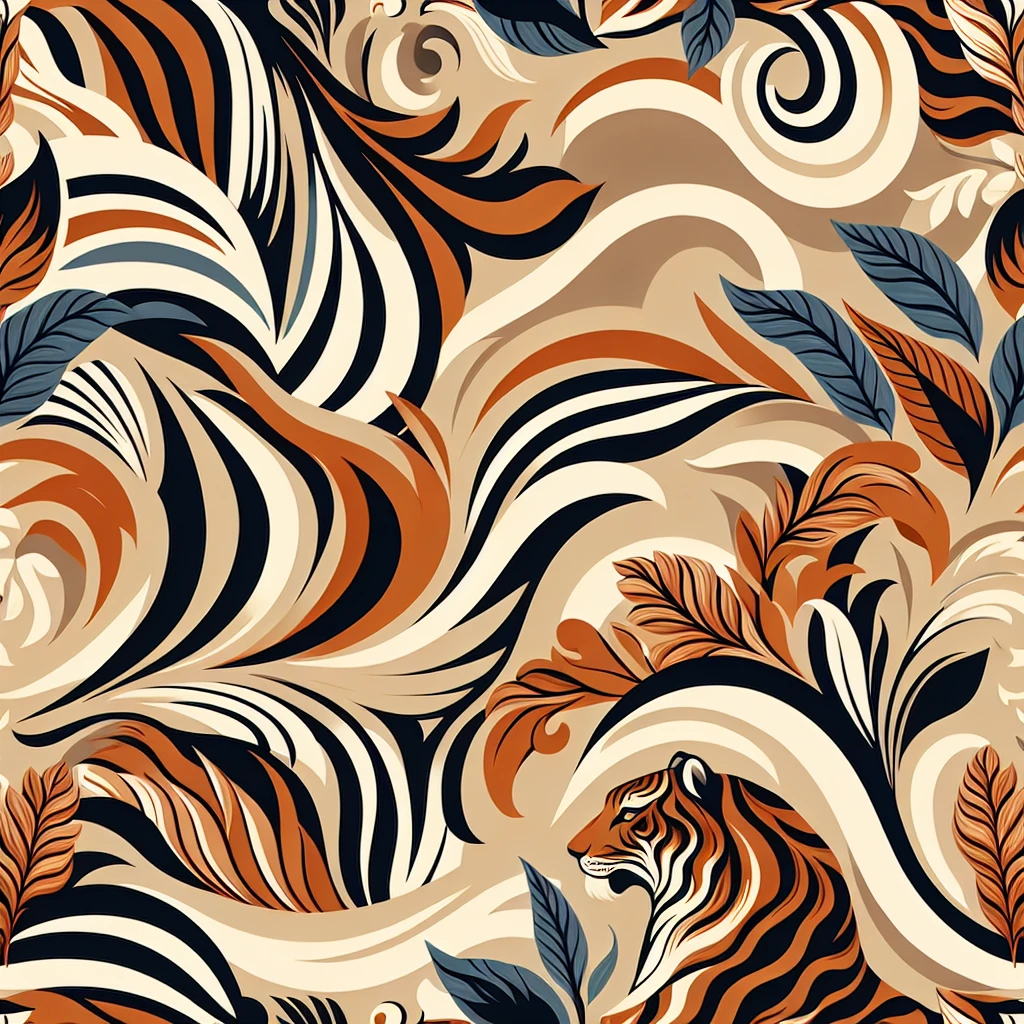 tiger print pattern in autumn colors, orange brown beige palette, abstract seamless texture, bold stylish background emoji