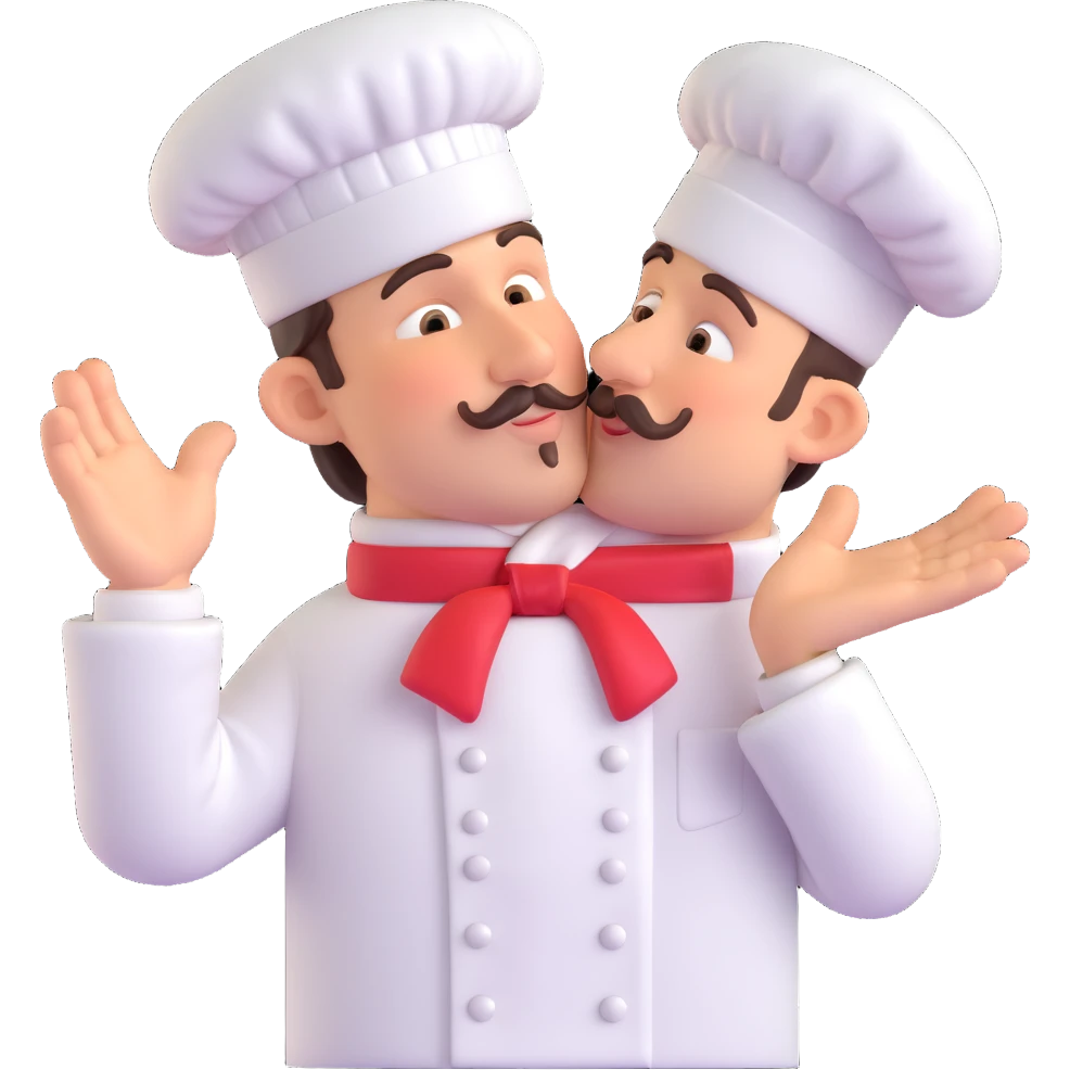 chef making a 'chef's kiss' gesture, expressive, clear, suitable for emoji emoji