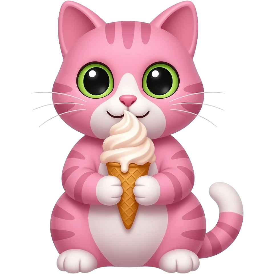 pink cat hold ice cream sitting pose front view' emoji