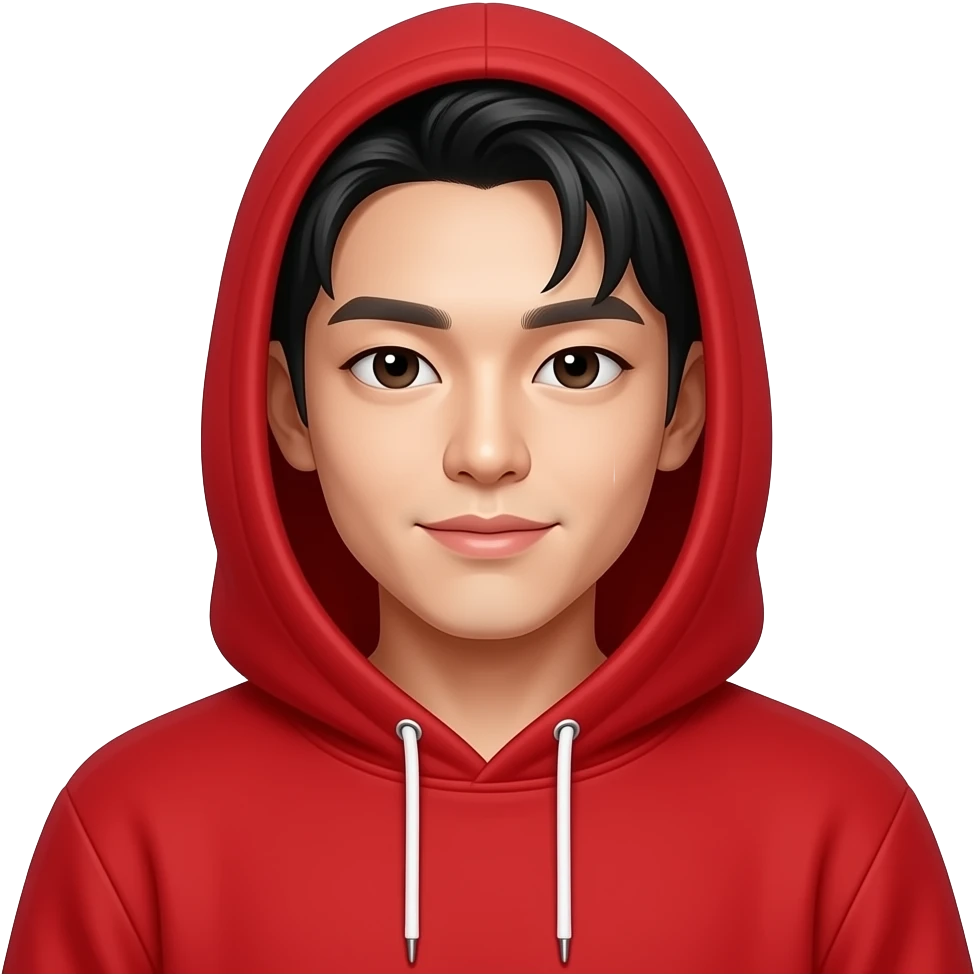 korean rappers wear red hoodie emoji