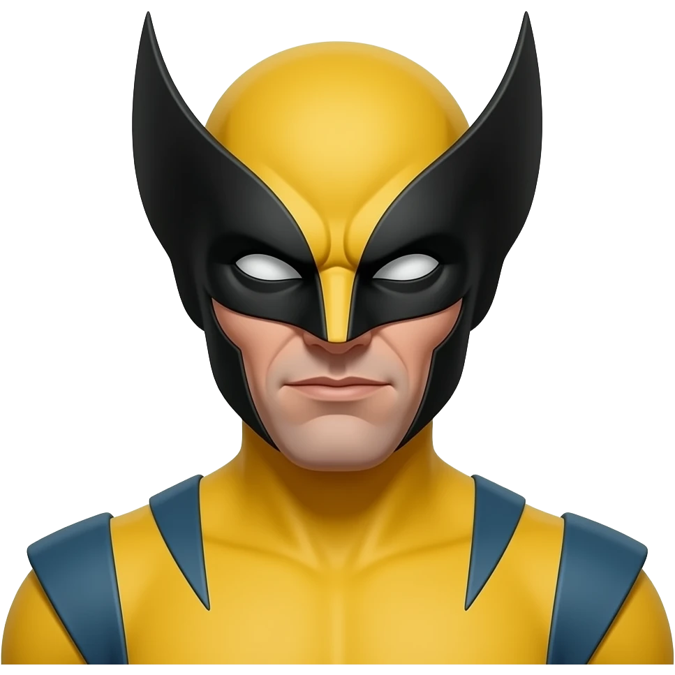 Create an emoji of wolverine up till chest with fully white eyes emoji