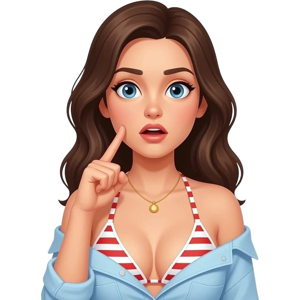 Shocked women bkini top fallen off naked breasts exposed emoji