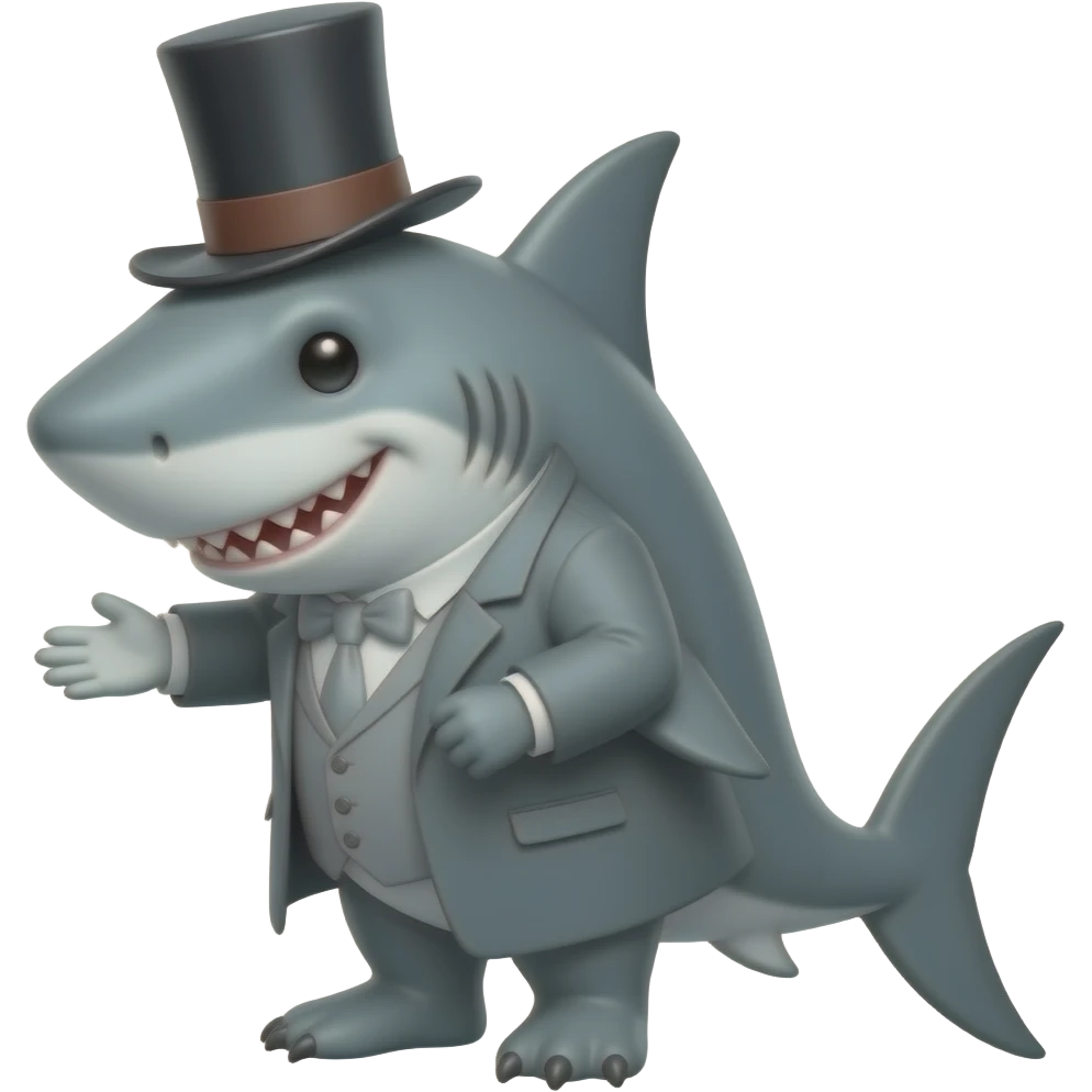 Shark with a top hat emoji