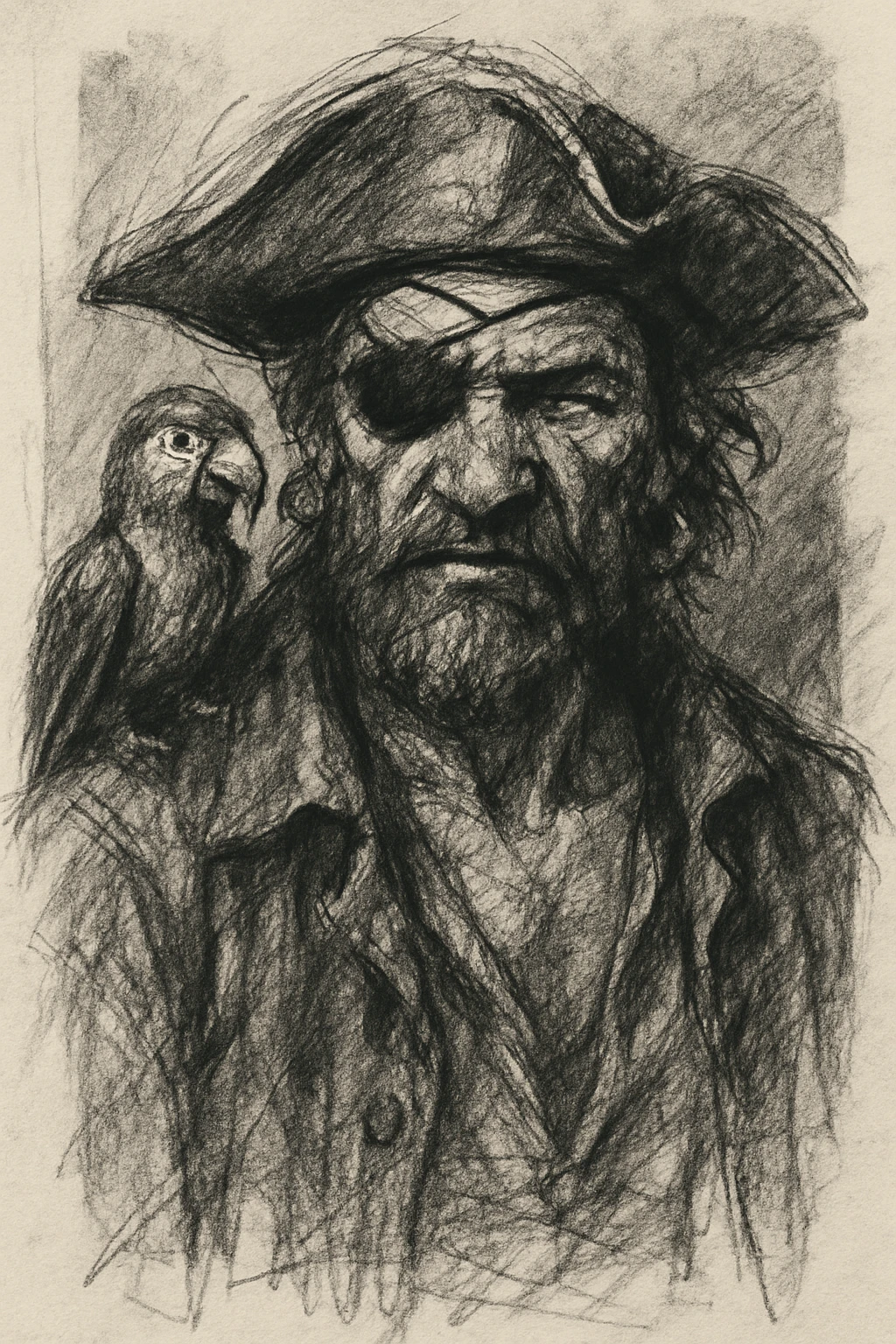 pirate with eye patch and parrot emoji