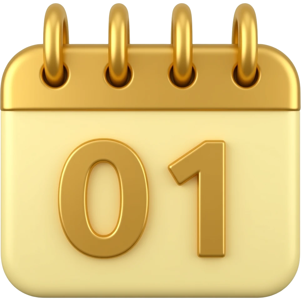 calendario dorado 3d emoji