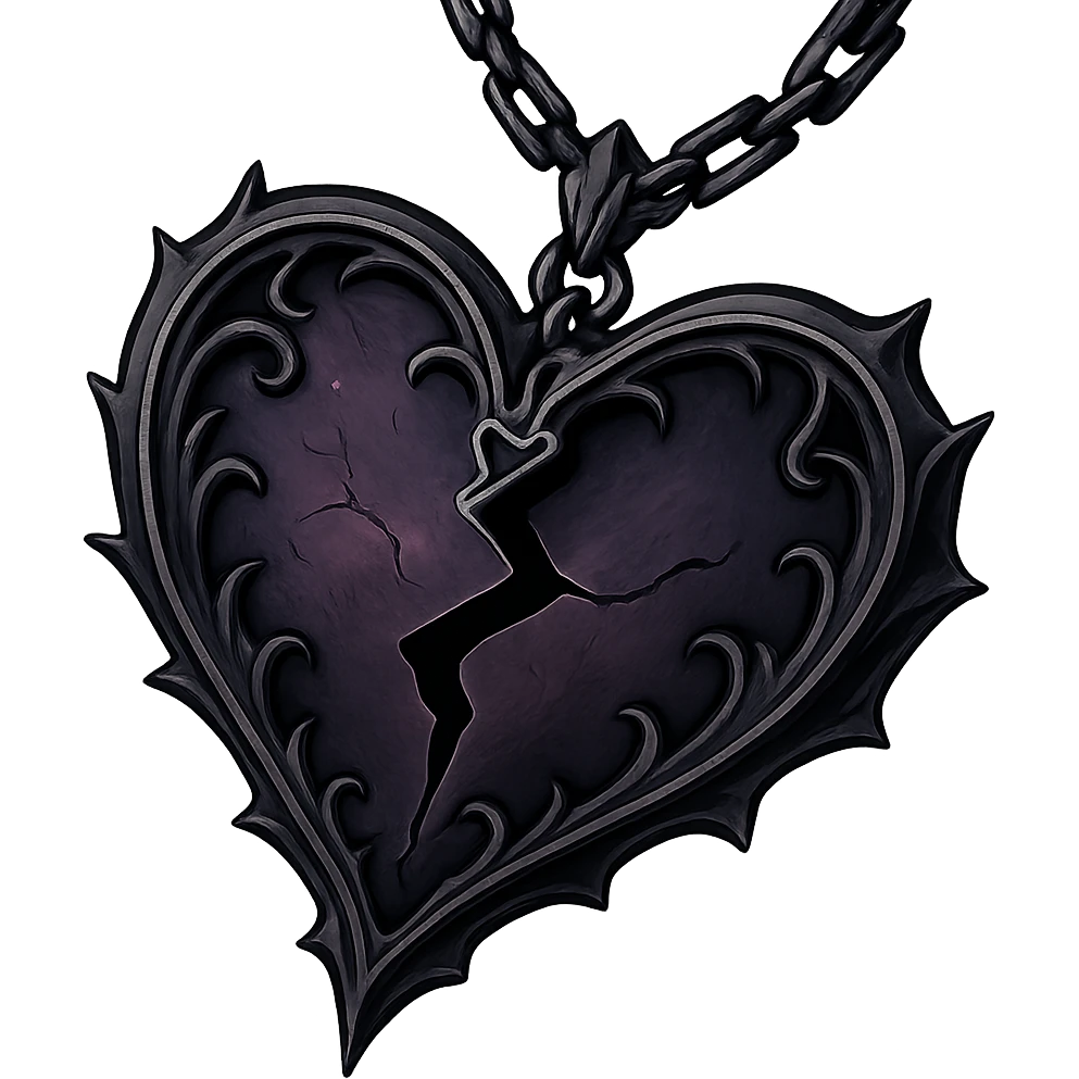 broken heart locket, emo style, no background emoji