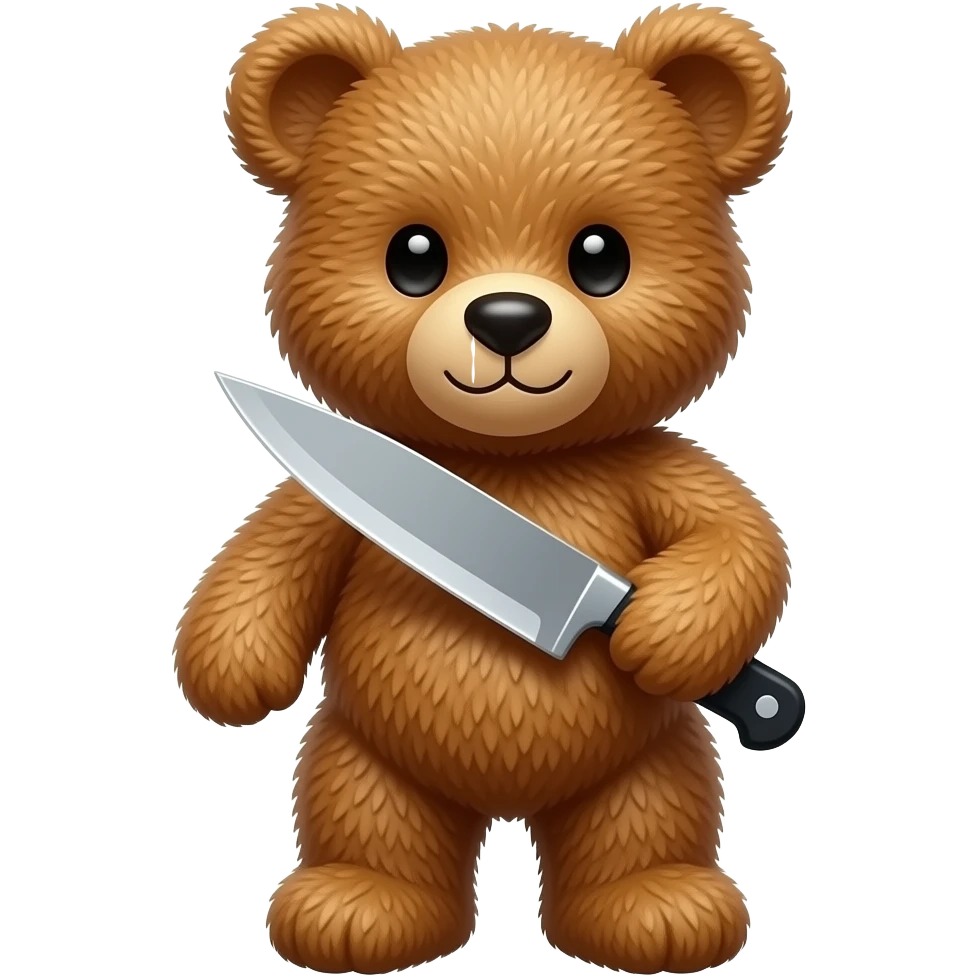 a teddy bear playing with a knife emoji