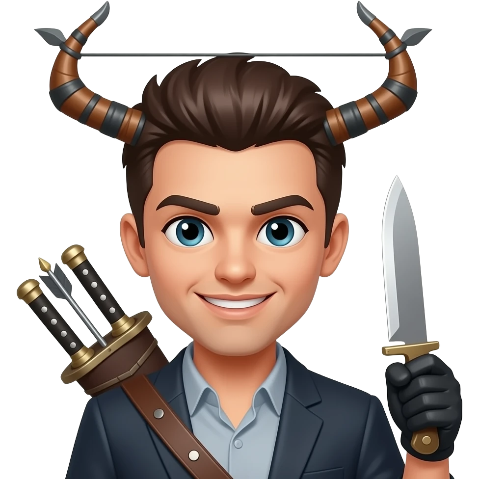 Emoji with a bow on its head and baddie face with a knife emoji