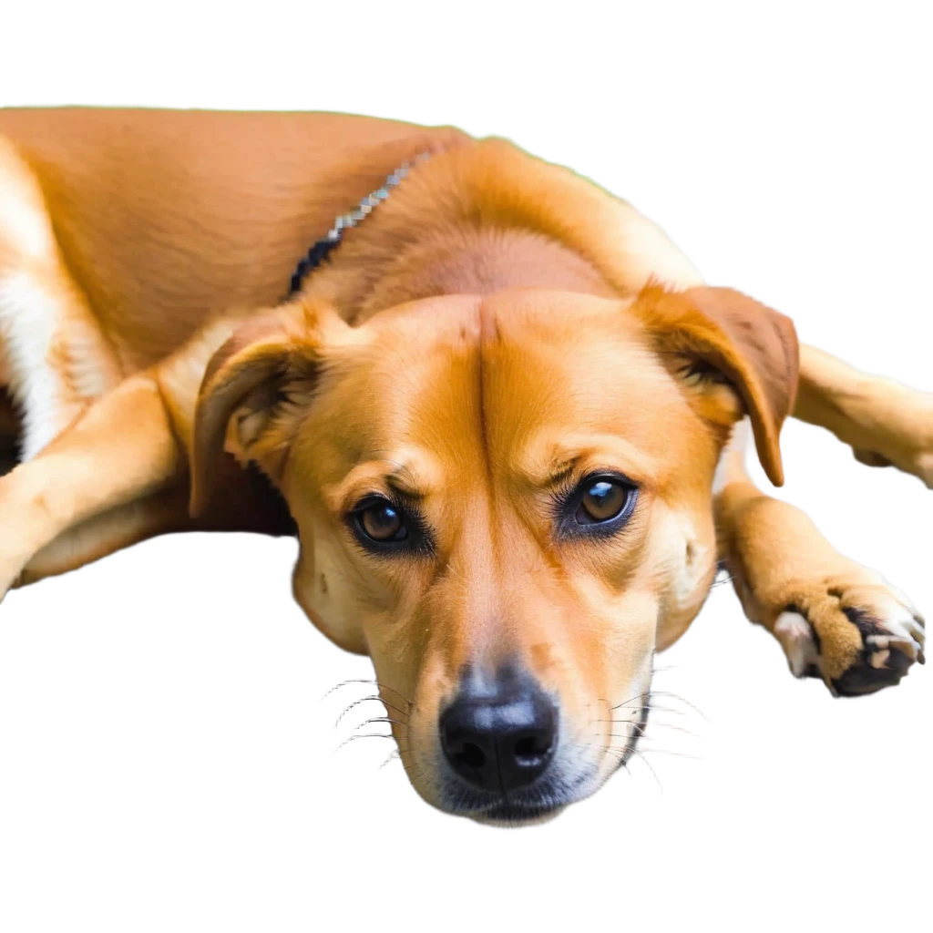cachorro caramelo vira-lata simpático deitado pixel art emoji