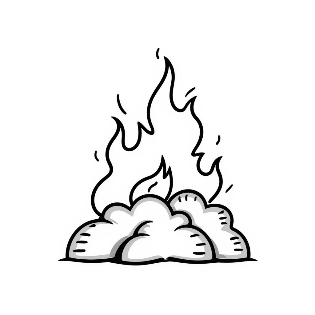 simple bush on fire with flames emoji