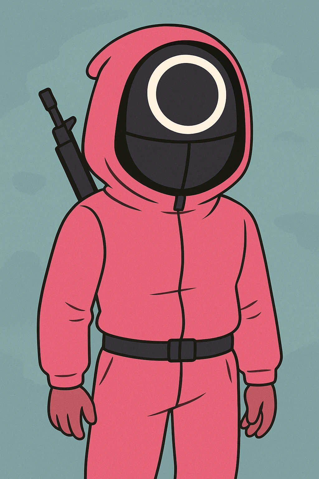 squid game guard with circle mask, cartoon style emoji