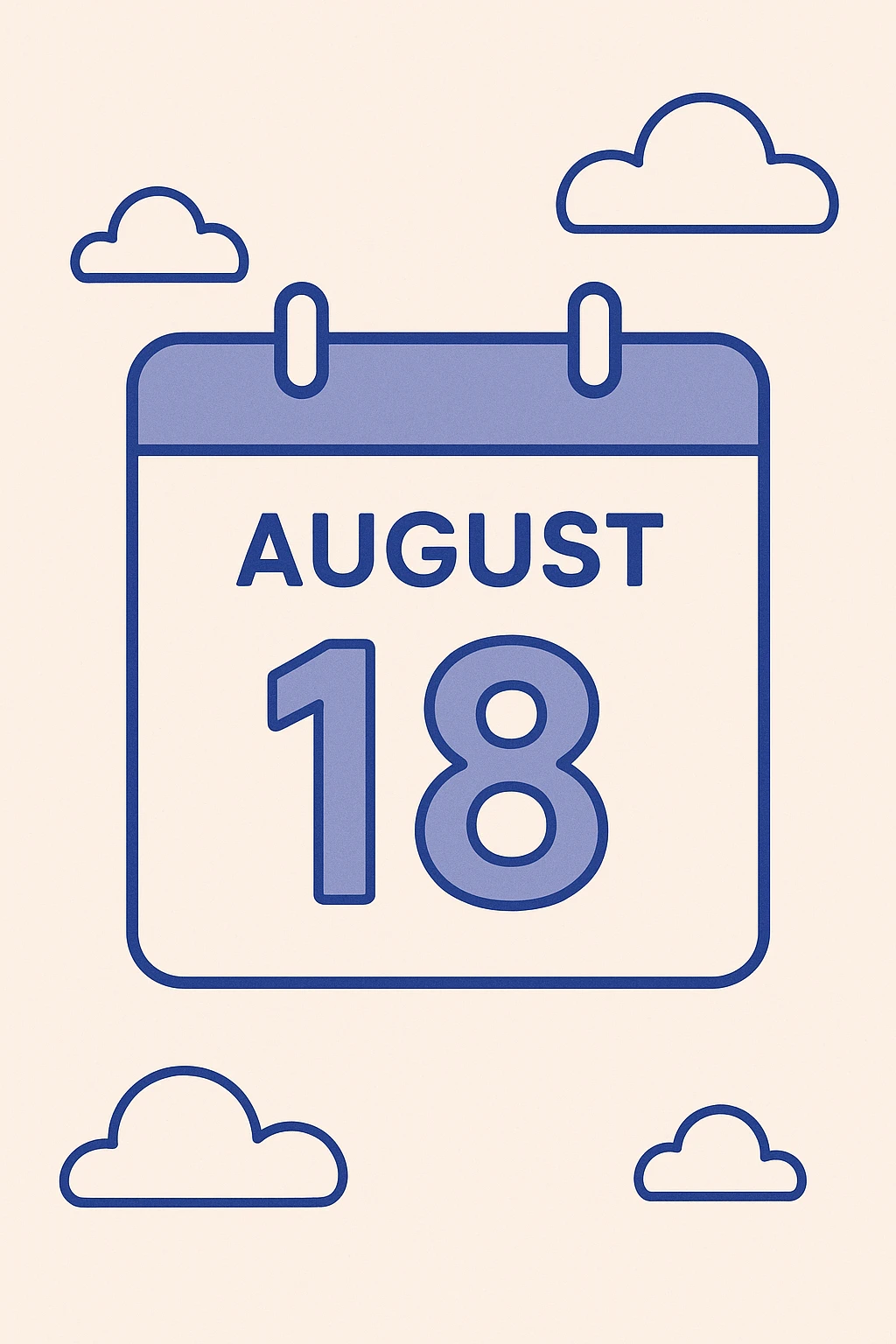 minimalist calendar block, date August 18, clean design emoji
