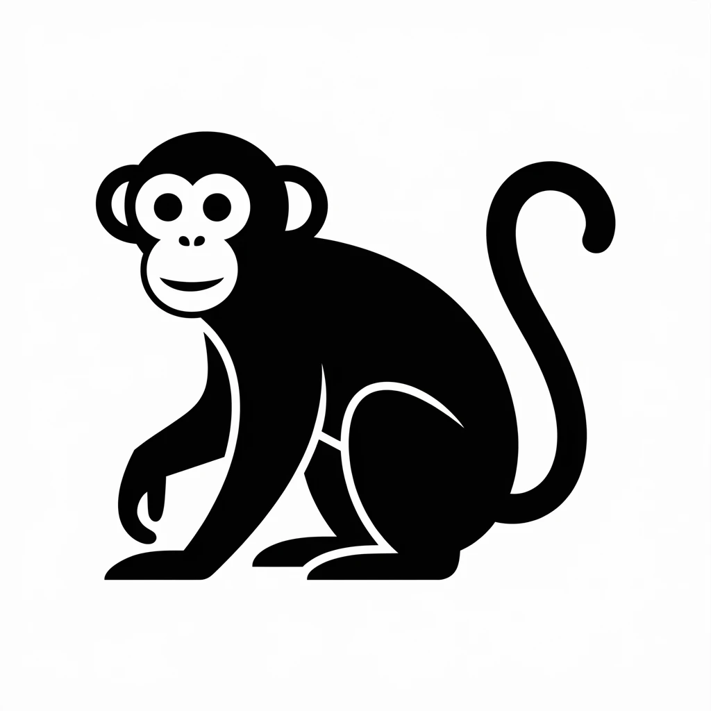 Monkey icon black silhouette emoji