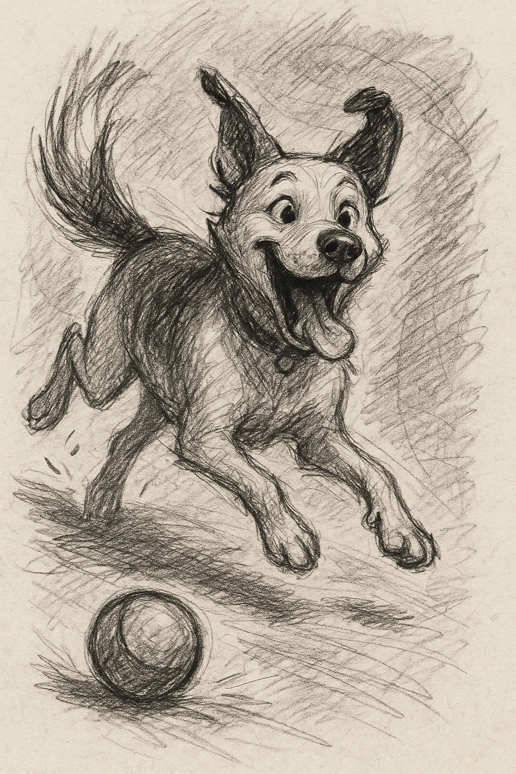 happy dog running after ball emoji