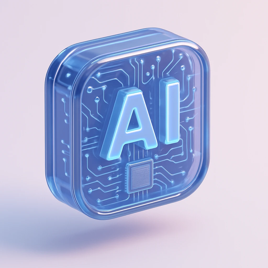 AI icon, futuristic circuit style emoji