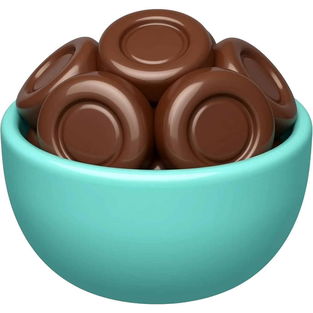 super realistic small teal bowl of chocolate circles emoji