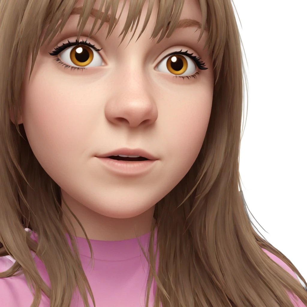 brown haired girl in pink emoji