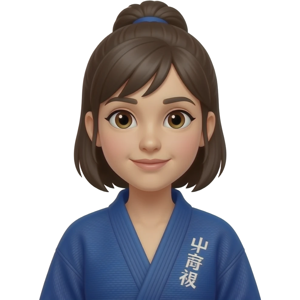 una chica con un kimono de jiu jitsu azul puesto emoji