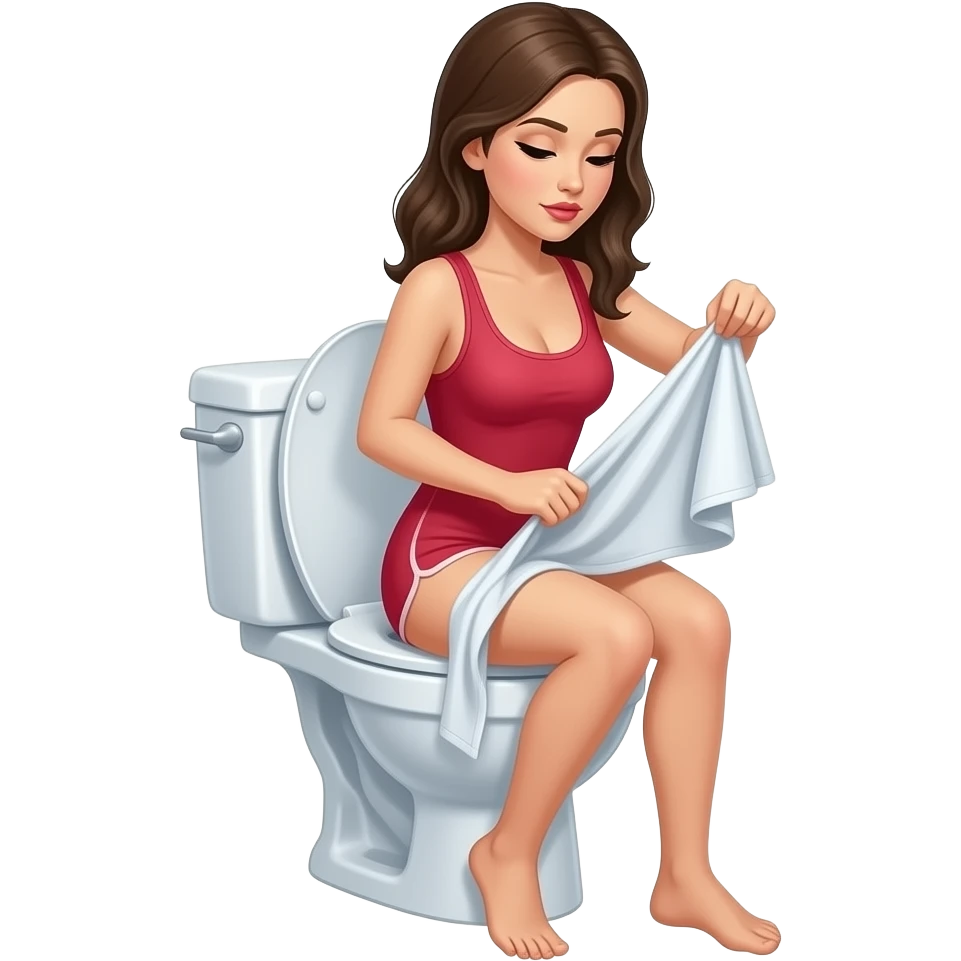 Woman takes off her clothes on toilet emoji