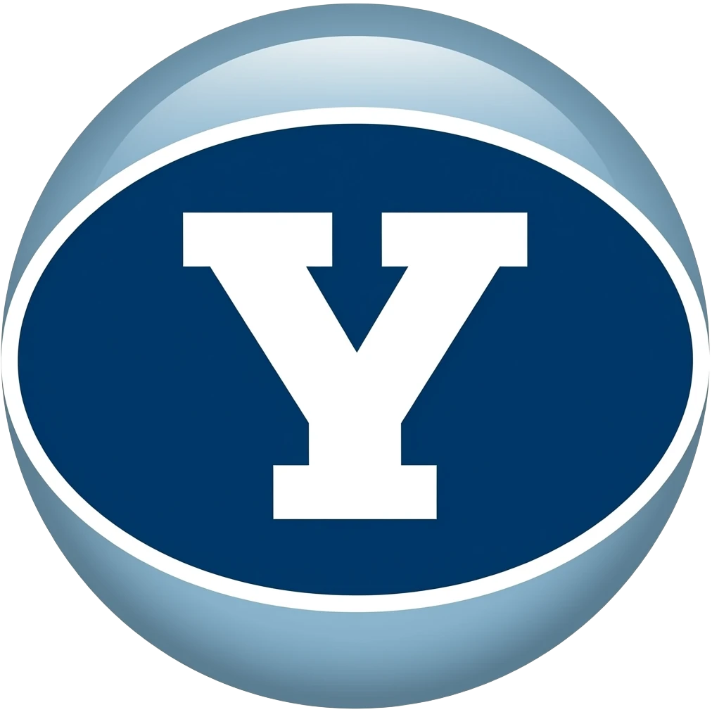 The BYU logo with a Y surrounded by a blue oval emoji