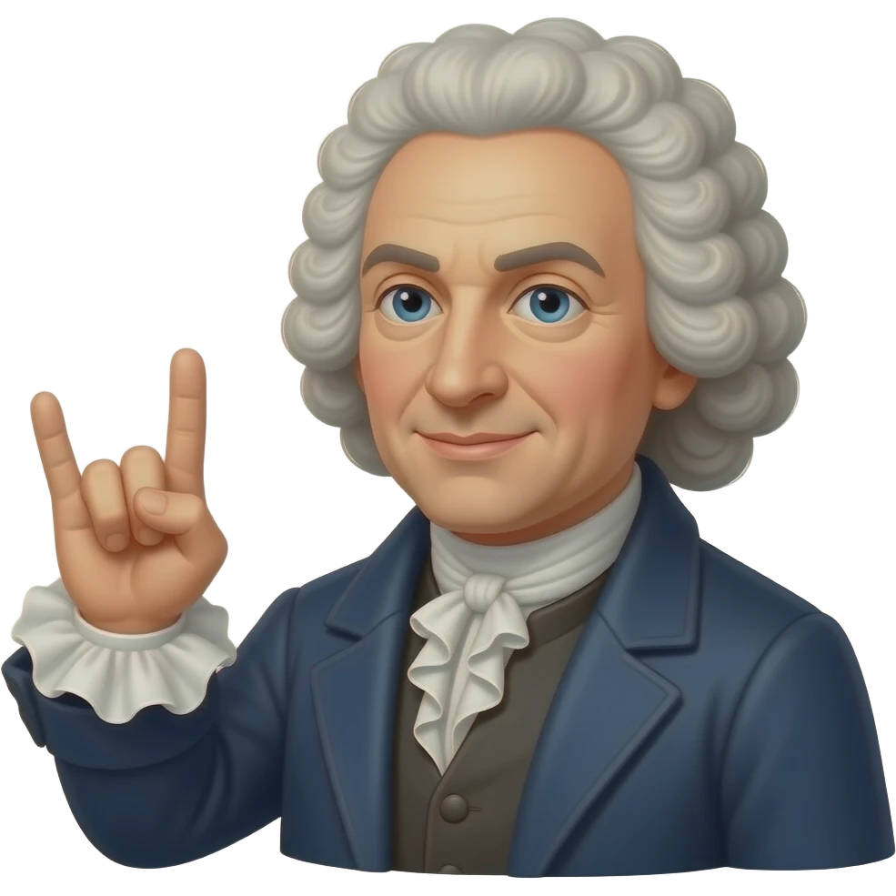 Johann Sebastian Bach with 🤘 emoji