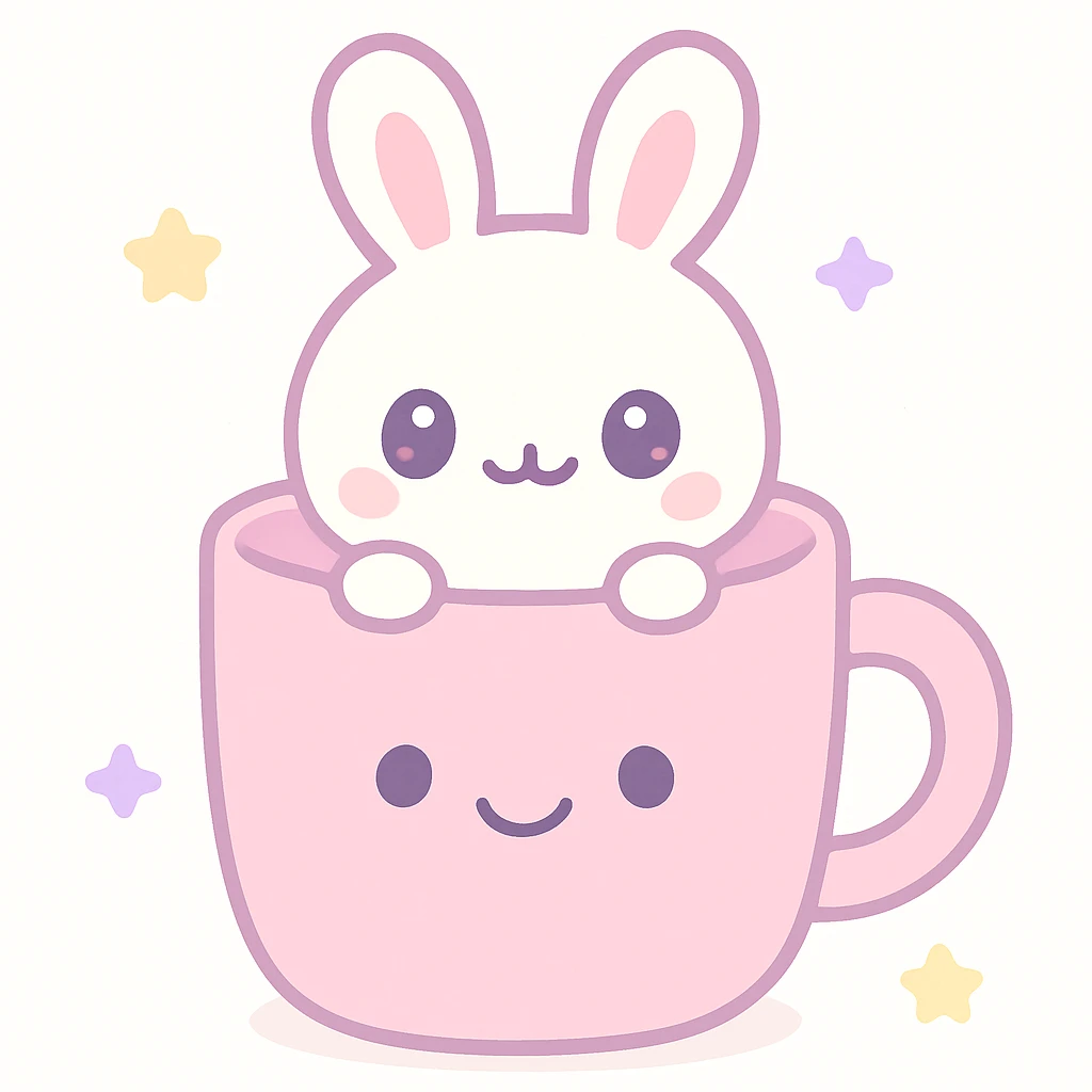 pink mug with a bunny inside, cute kawaii style emoji