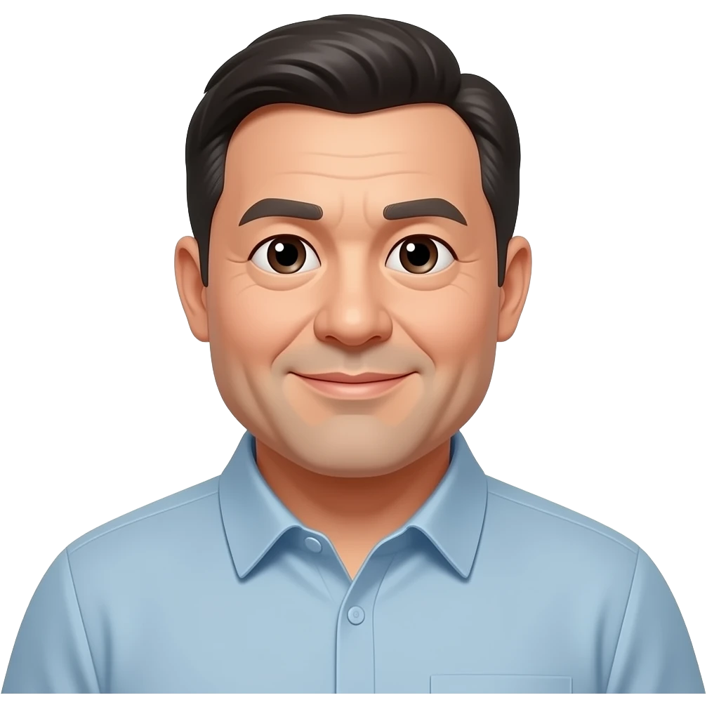 Custom iOS emoji with no blur and a white background. The topic of the emoji is "50 year old fat man". It MUST maintain the general apple iOS emoji style. emoji