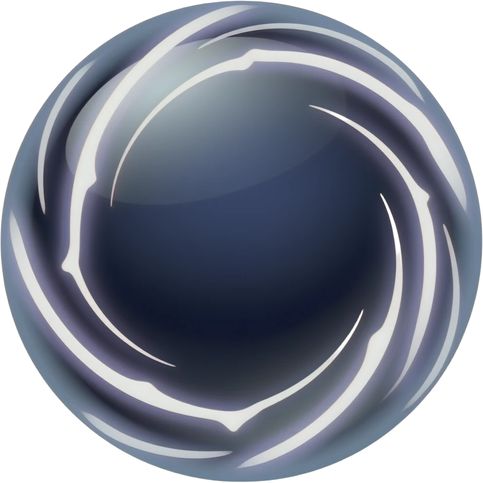 magic ebony orb with few light mystical swirls deep towards center inside - circular icon copy/paste emoji