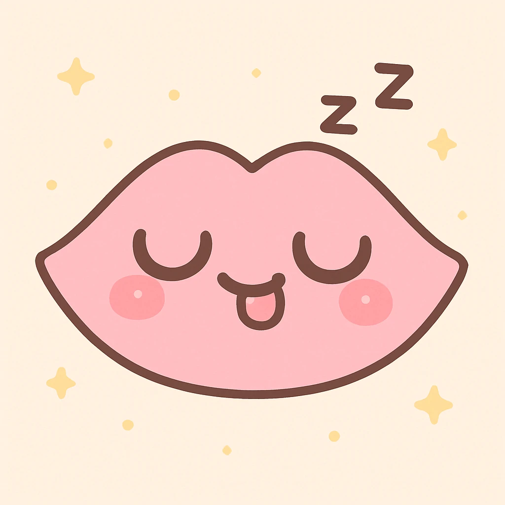 kawaii style pink lips sleeping with a goofy face emoji