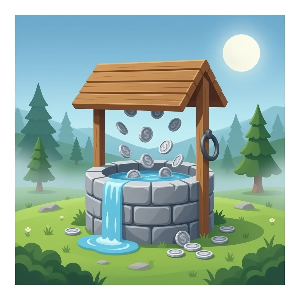 silver coins falling into wishing well emoji