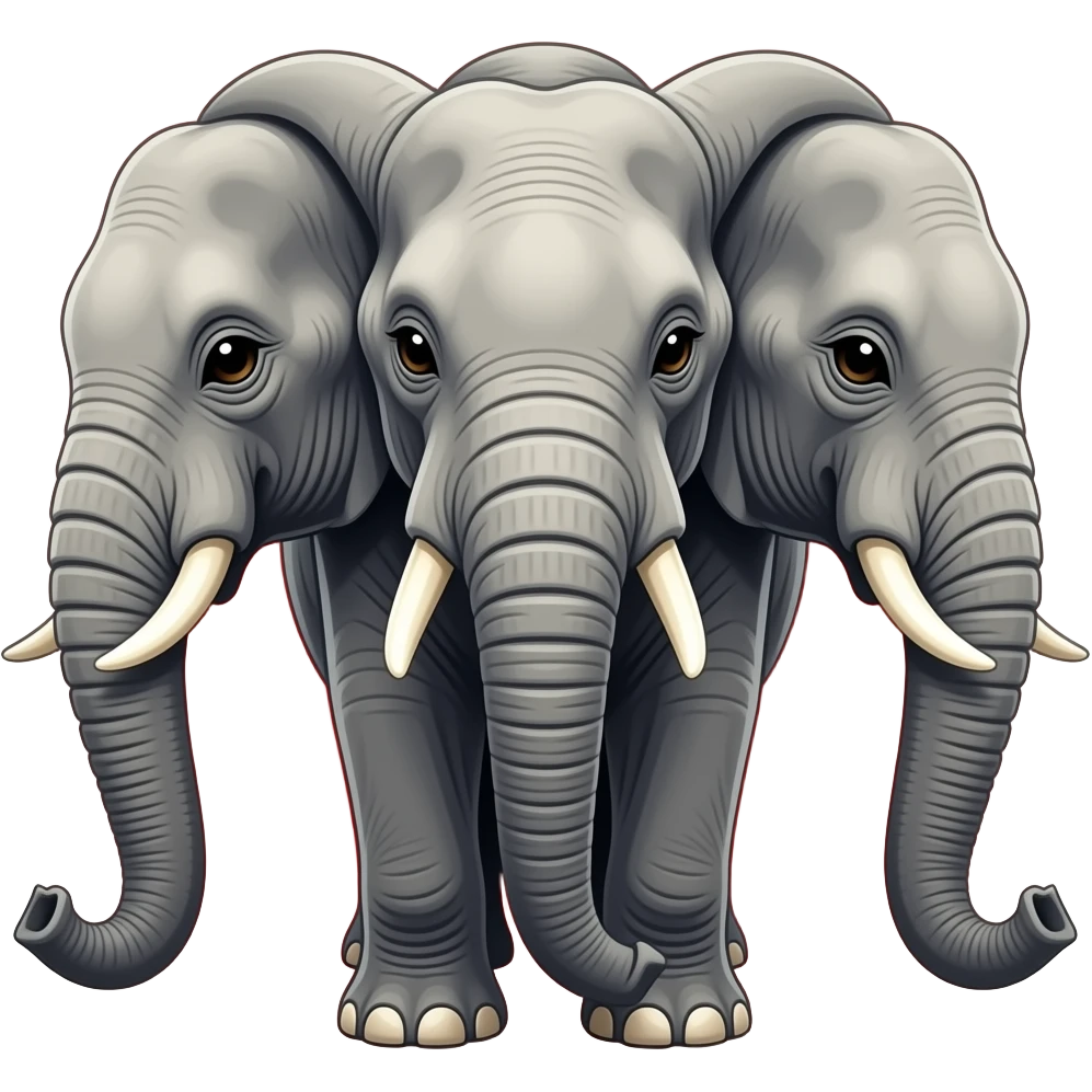 three headed elephant with red background emoji