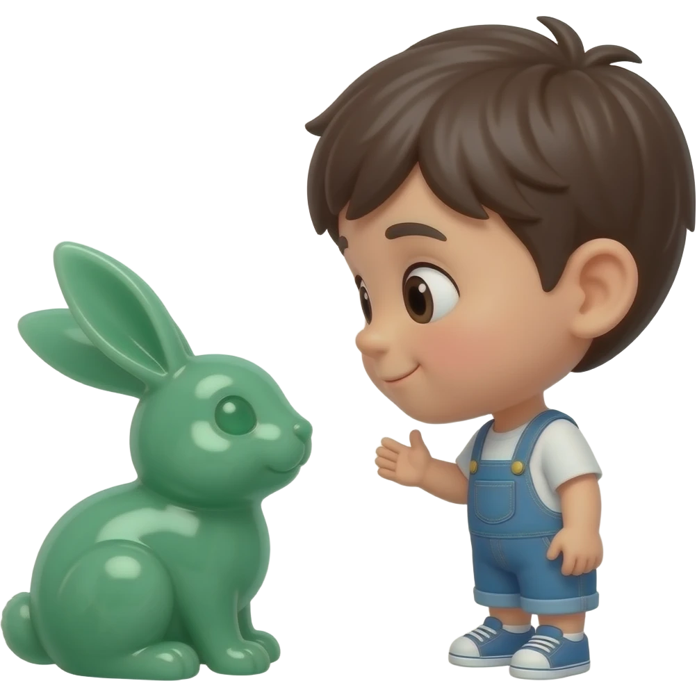 kid looking at the jade rabbit emoji