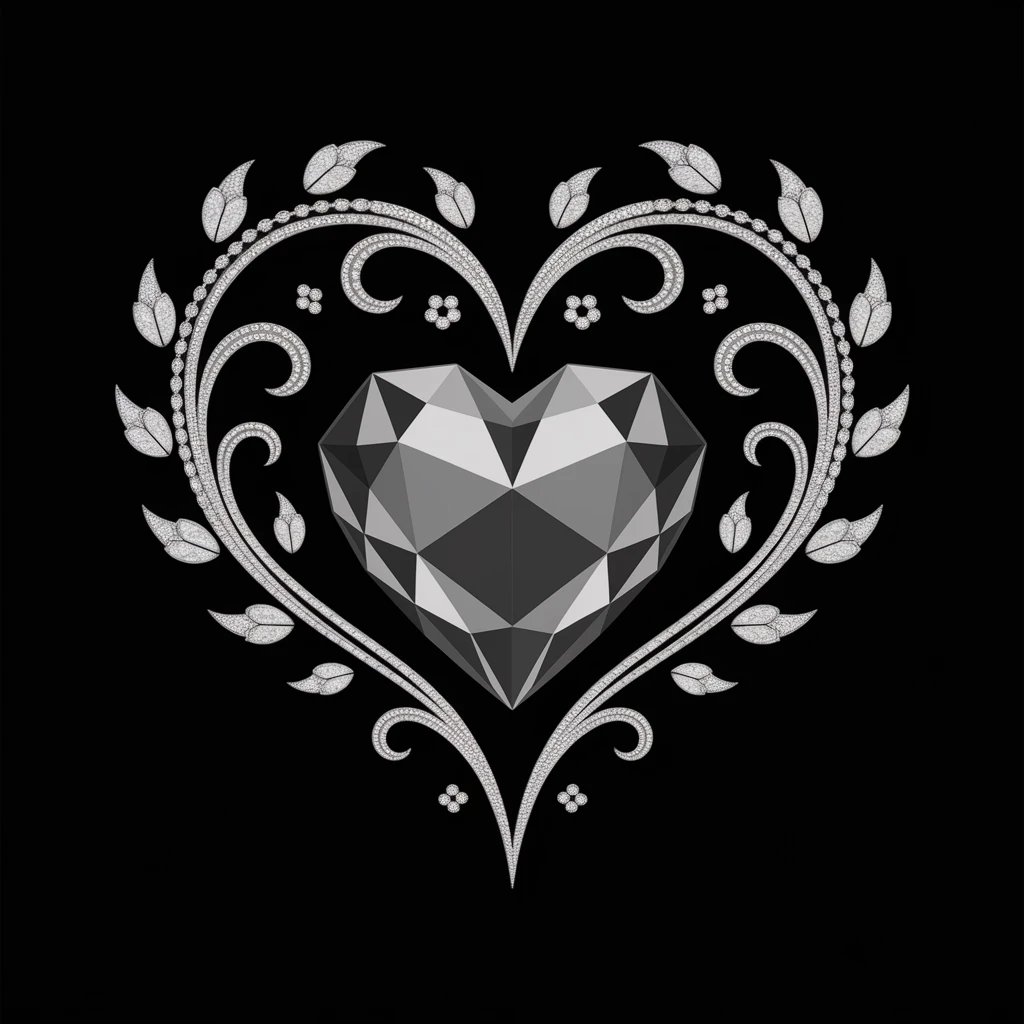 gothic heart with a dark crystal heart emoji