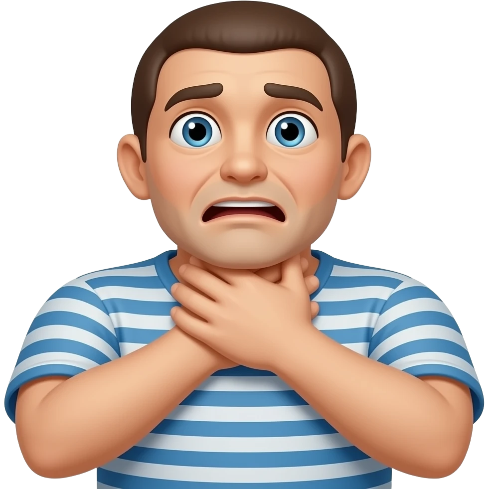 choking itself both hands on neck emoji