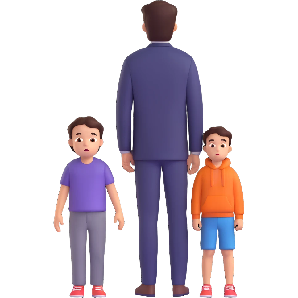 a scared child with a man silhouette behind the back emoji