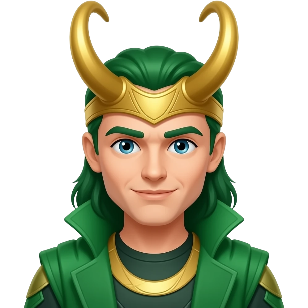 Create an emoji of the loki with his green  headcrown emoji