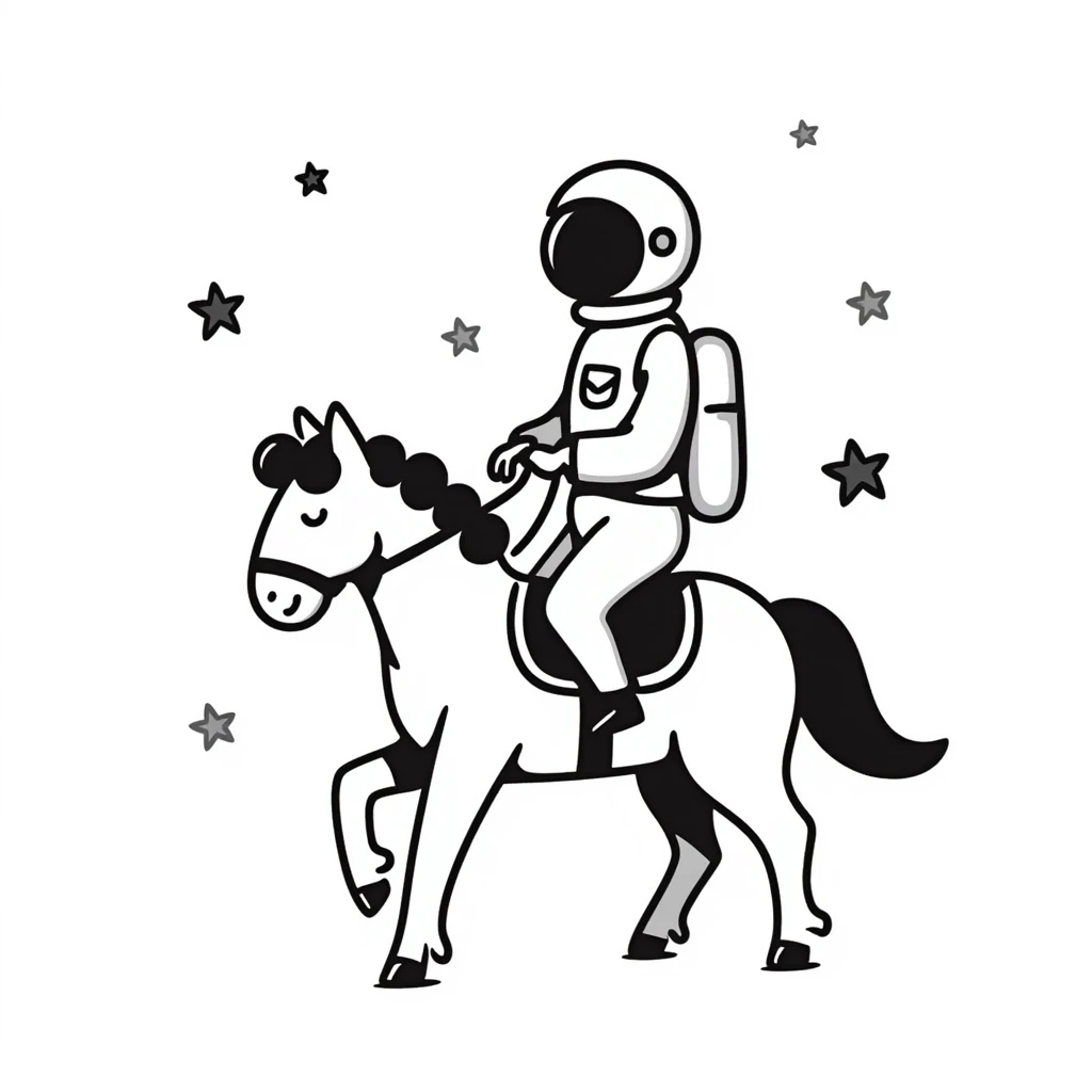 astronaut on horseback with stars in background emoji