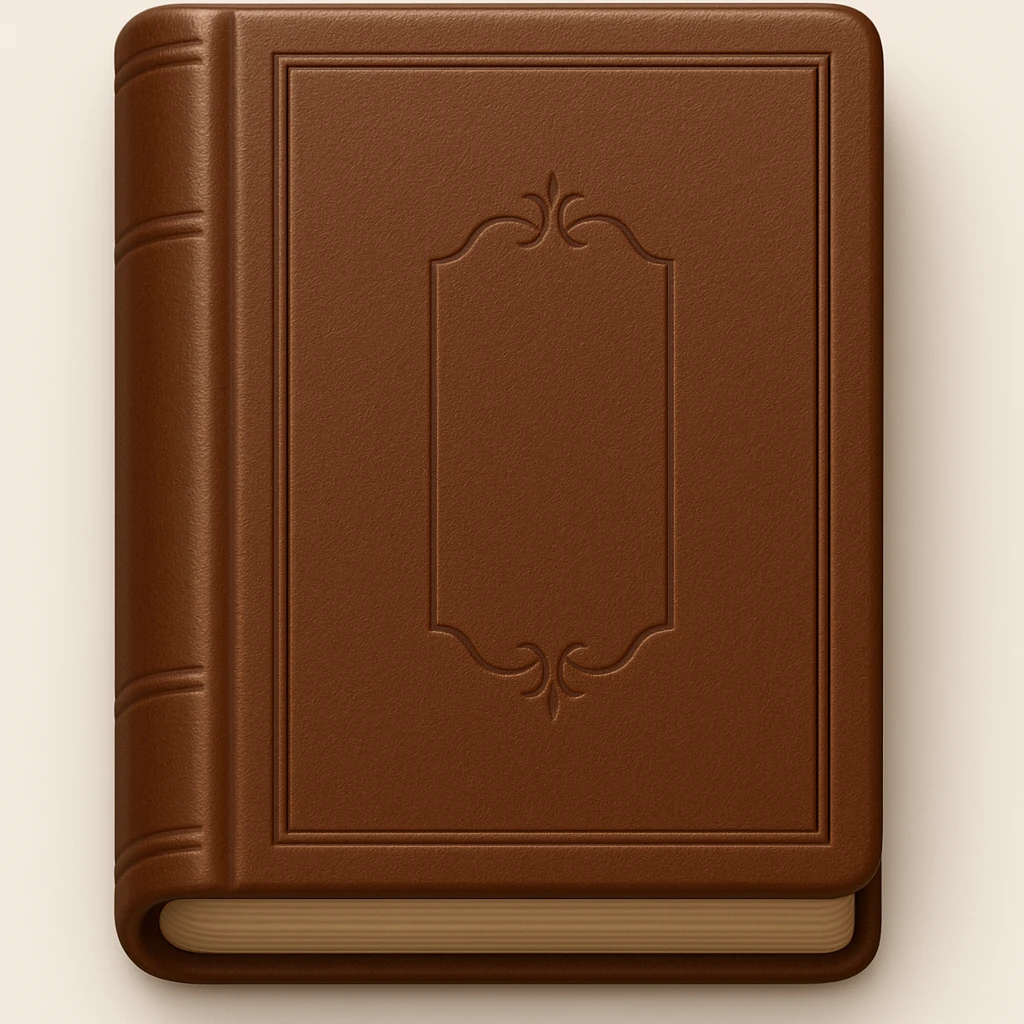 Edit the emoji of a classic French book inspired by 'À la recherche du temps perdu' with a brown leather cover and embossed title. The style should be elegant, minimal, and no text on the cover. Maintain the classic book look with a refined and simple design. emoji