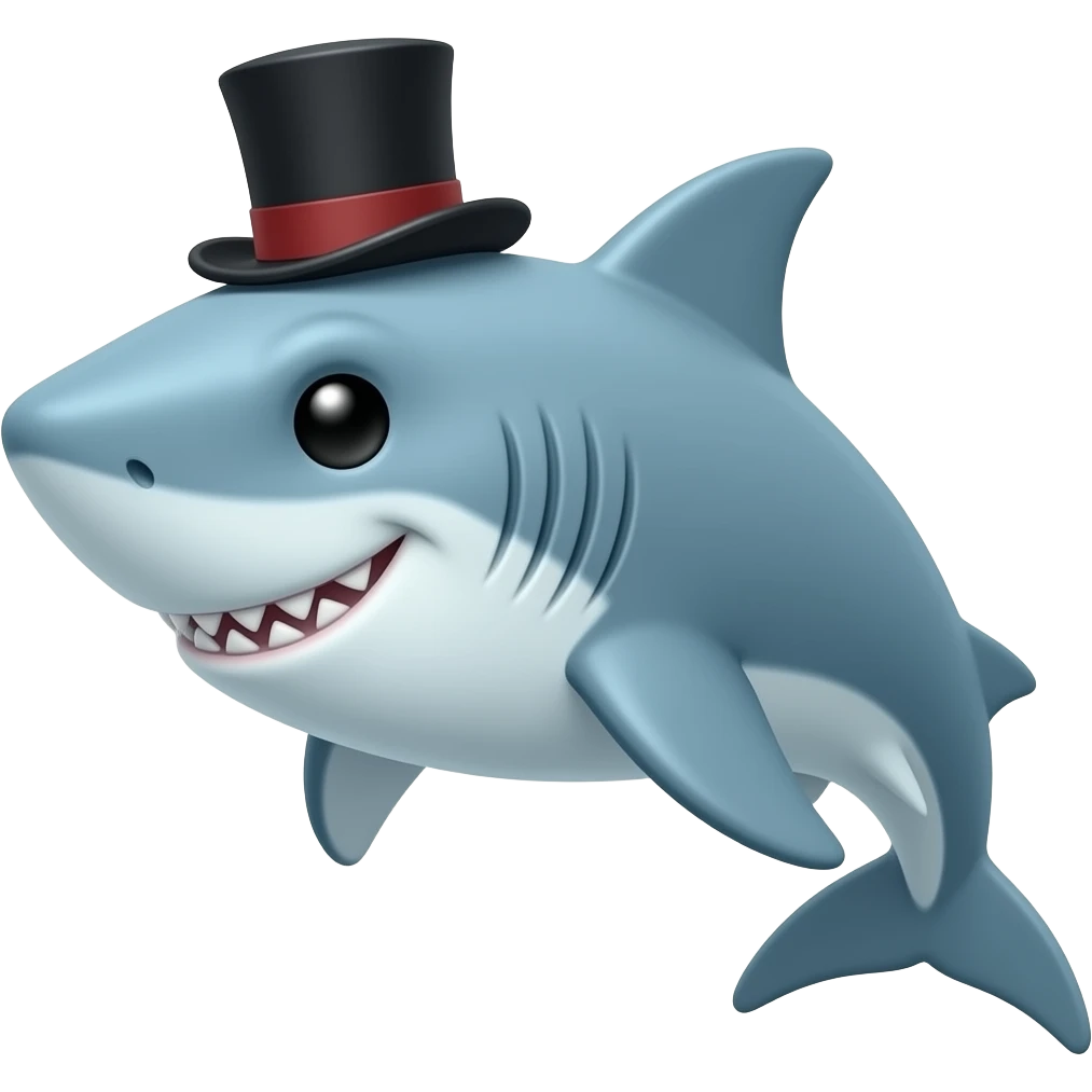 Shark with a top hat emoji