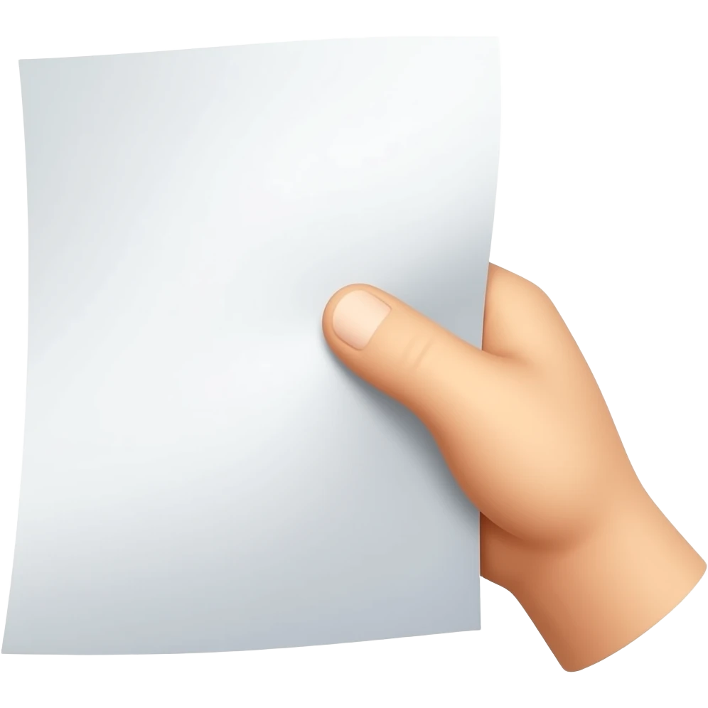 light hand holding paper emoji