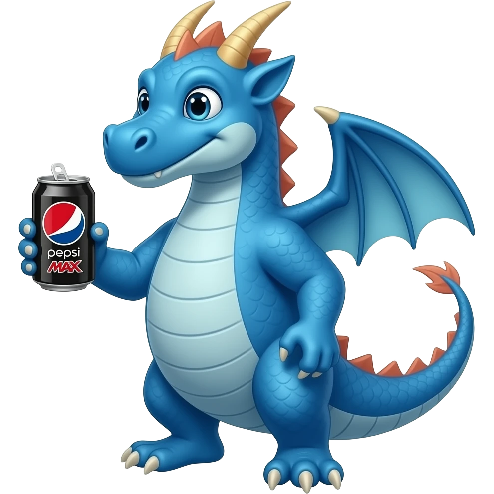 Blue dragon holding pepsi max can emoji