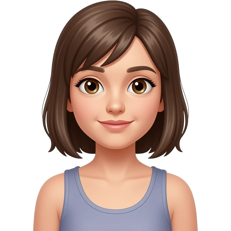 Ich möchte ein Mädchen circa 12 jahre alt ist. Sie hat einen Tanktop emoji