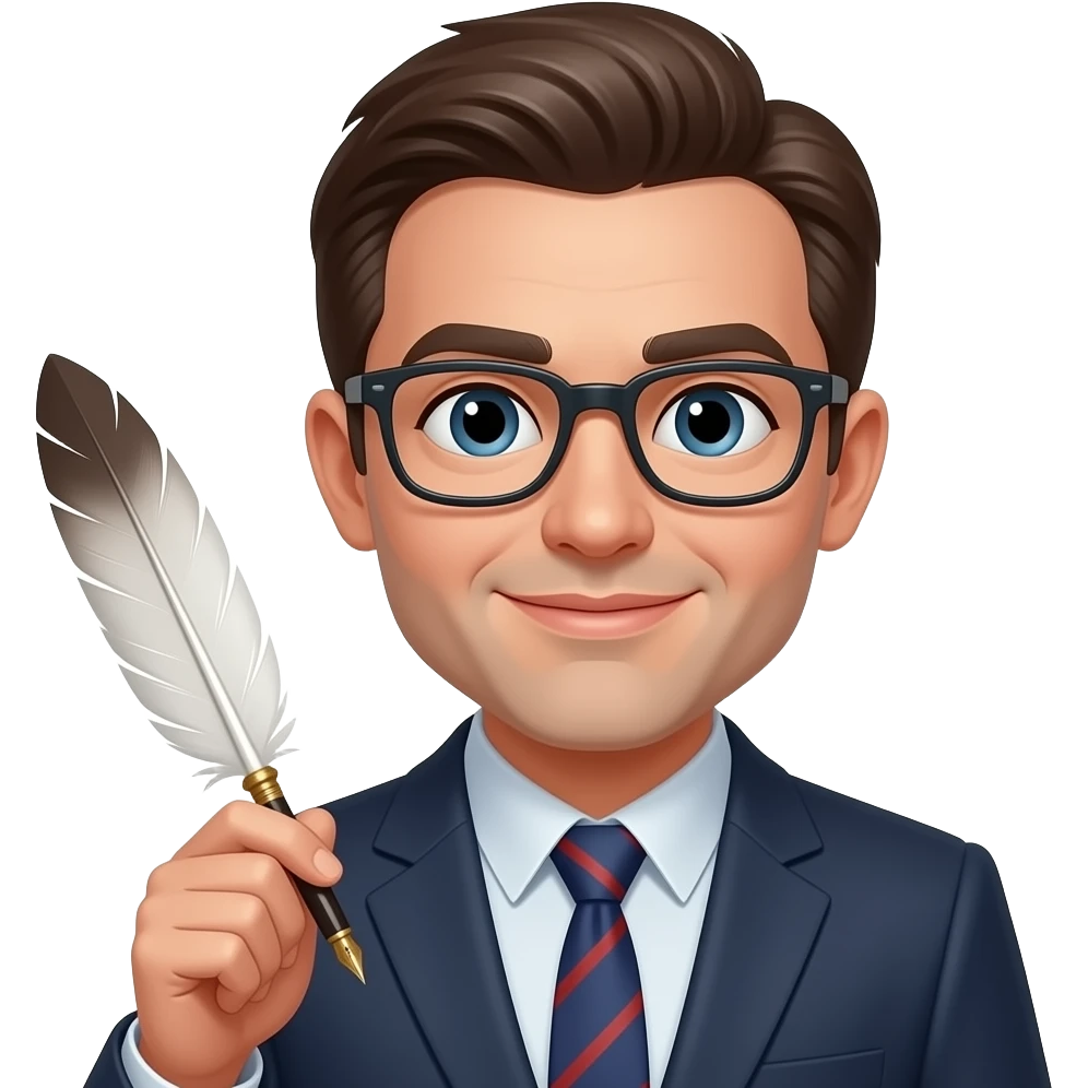 Author with Feathered Pen closeup emoji