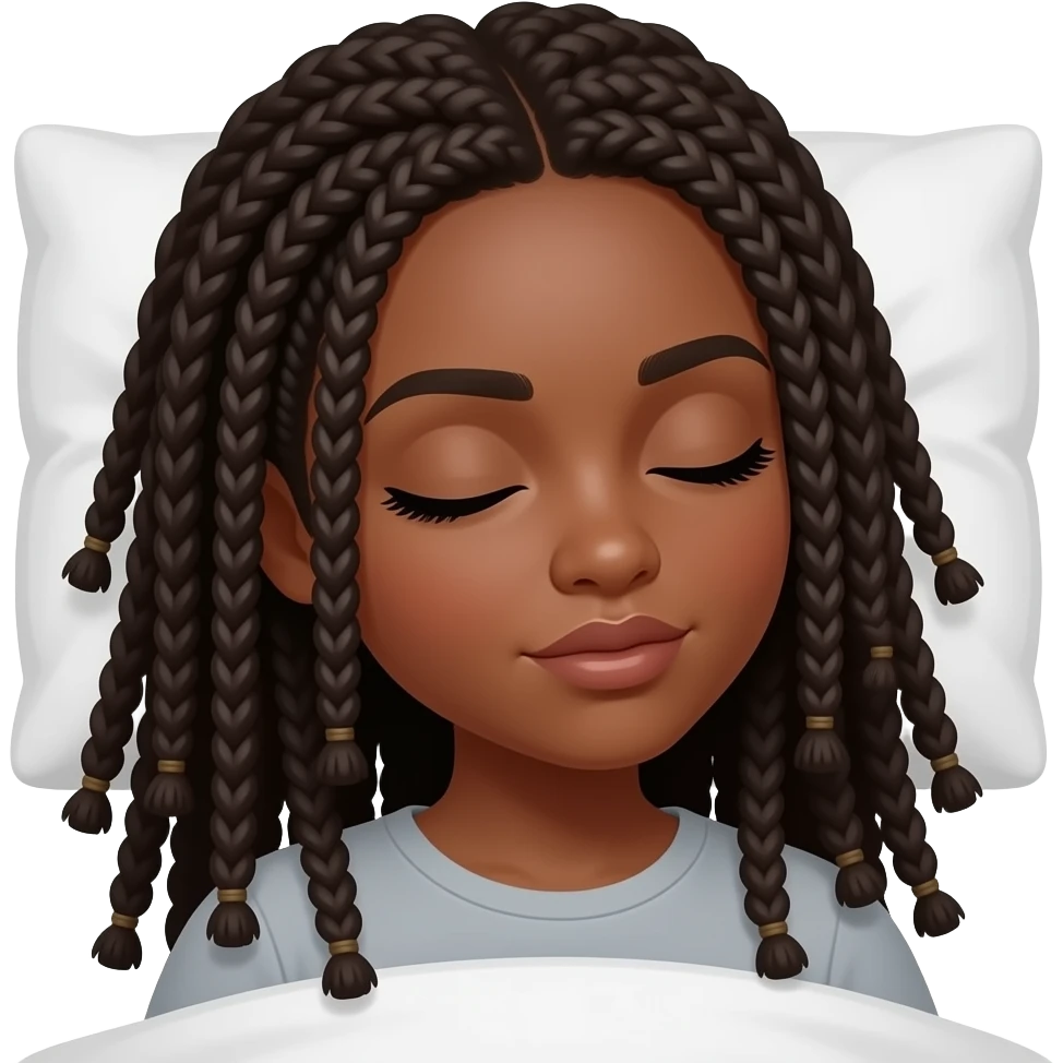 black girl slepping with locks emoji