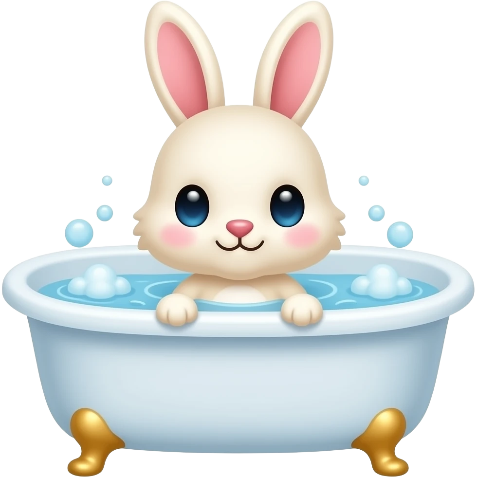 cute bunny bath tub emoji