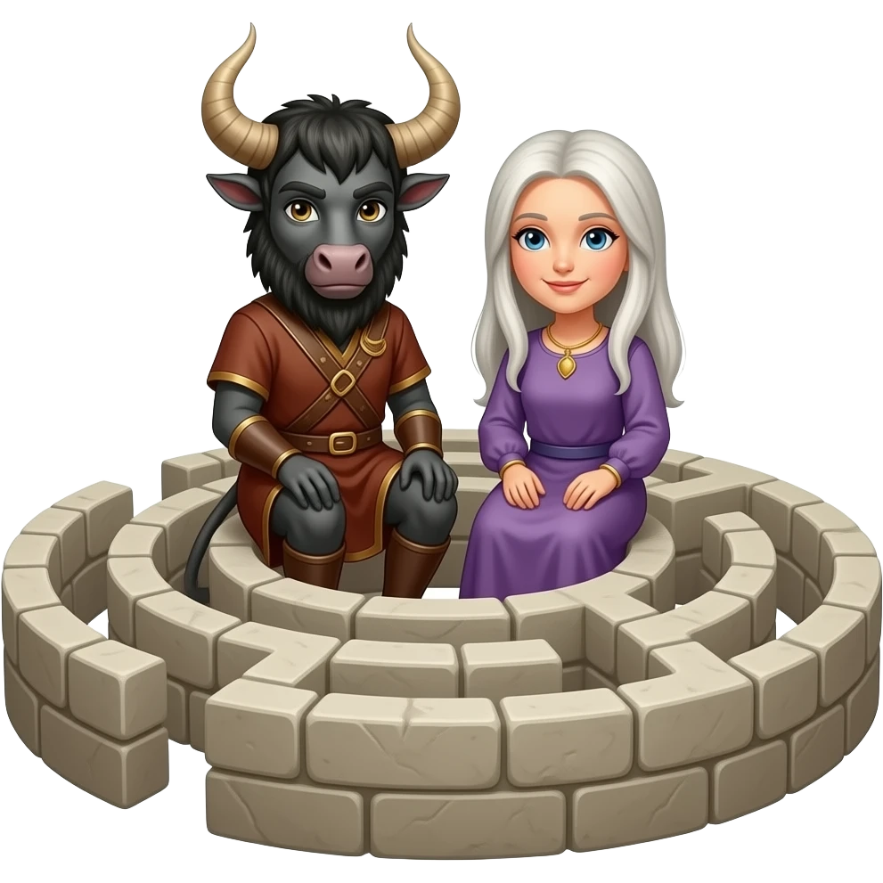 The Minotaur sits with his mother in the middle of the labyrinth emoji