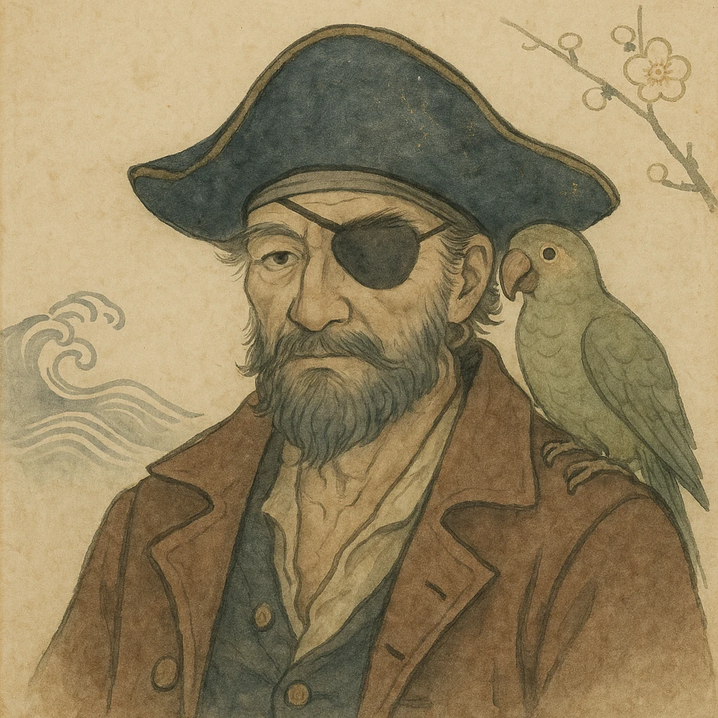 pirate with eye patch and parrot emoji
