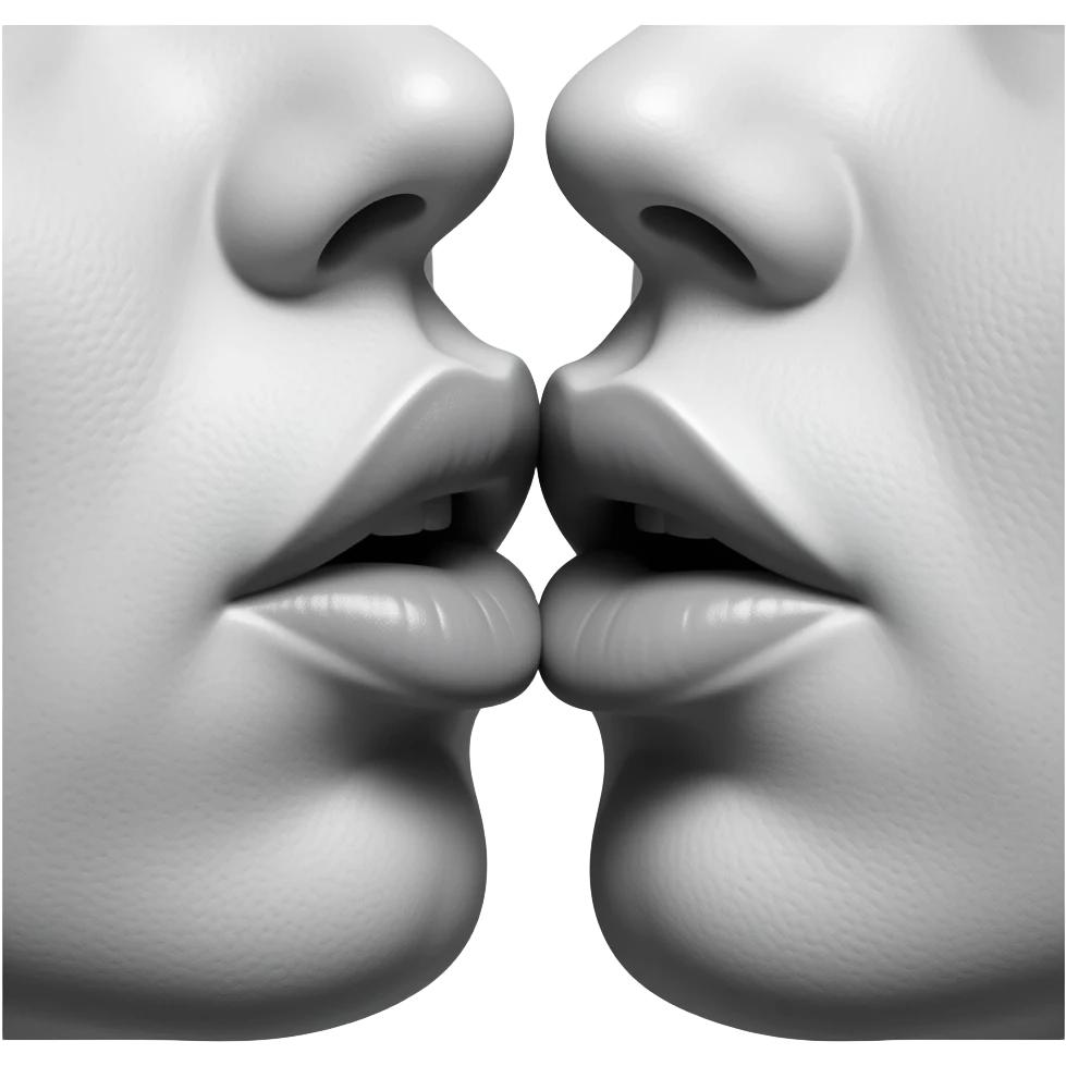 Mouth kissing print black emoji