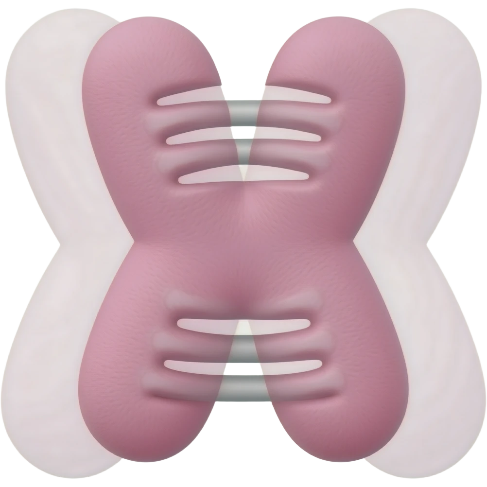 pink chromosome on white background without connections as lines between arms just two arms of chromosome emoji