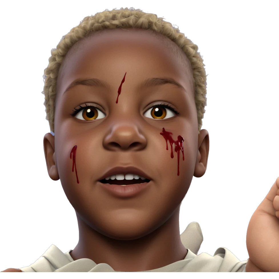 bloodied gaze of a lone boy emoji